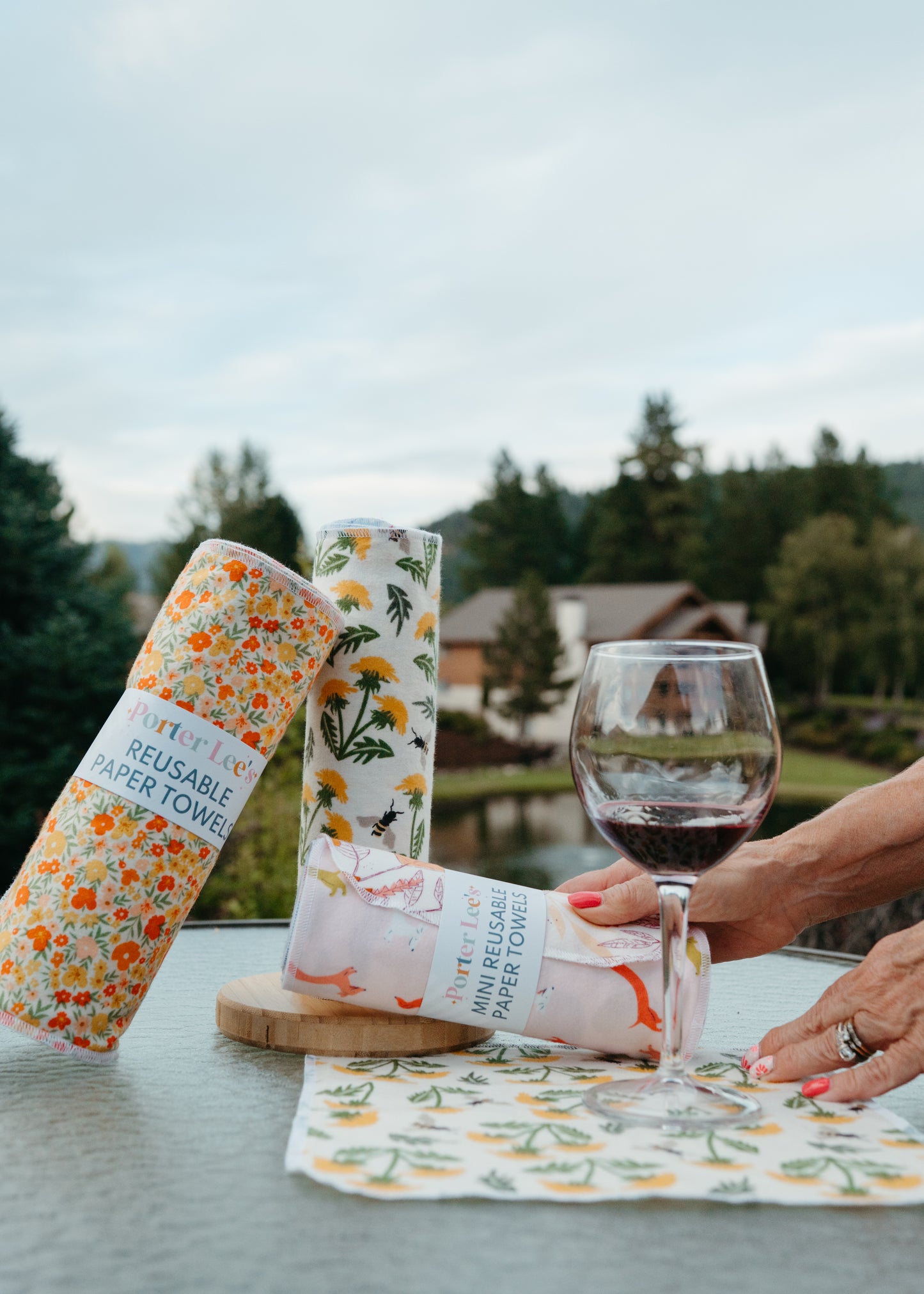 Reusable Paper Towels--Retro Golden Florals