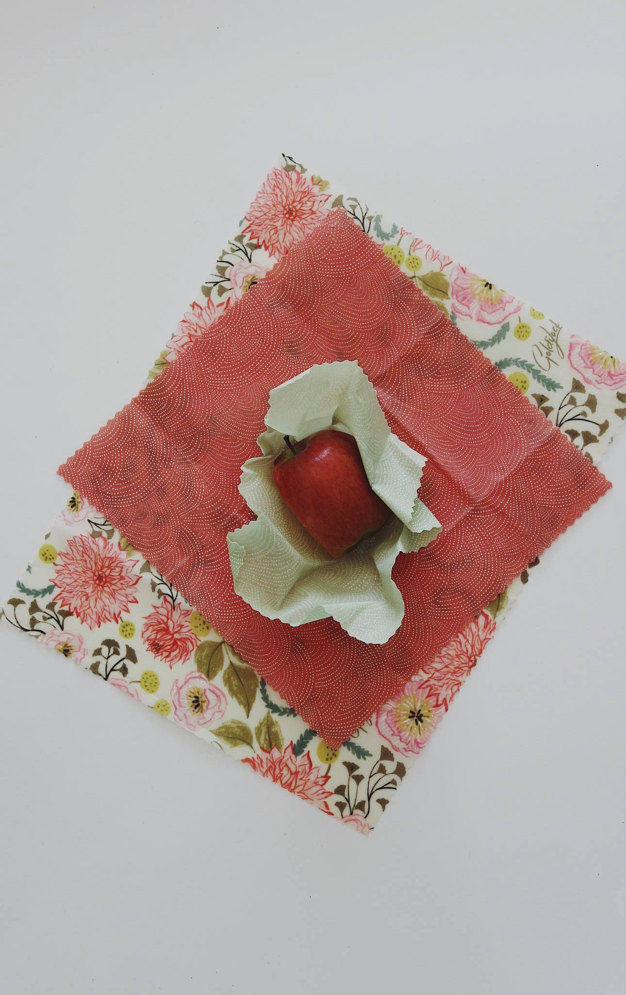 Beeswax Food Wraps -- Pink Floral -- Set of 3