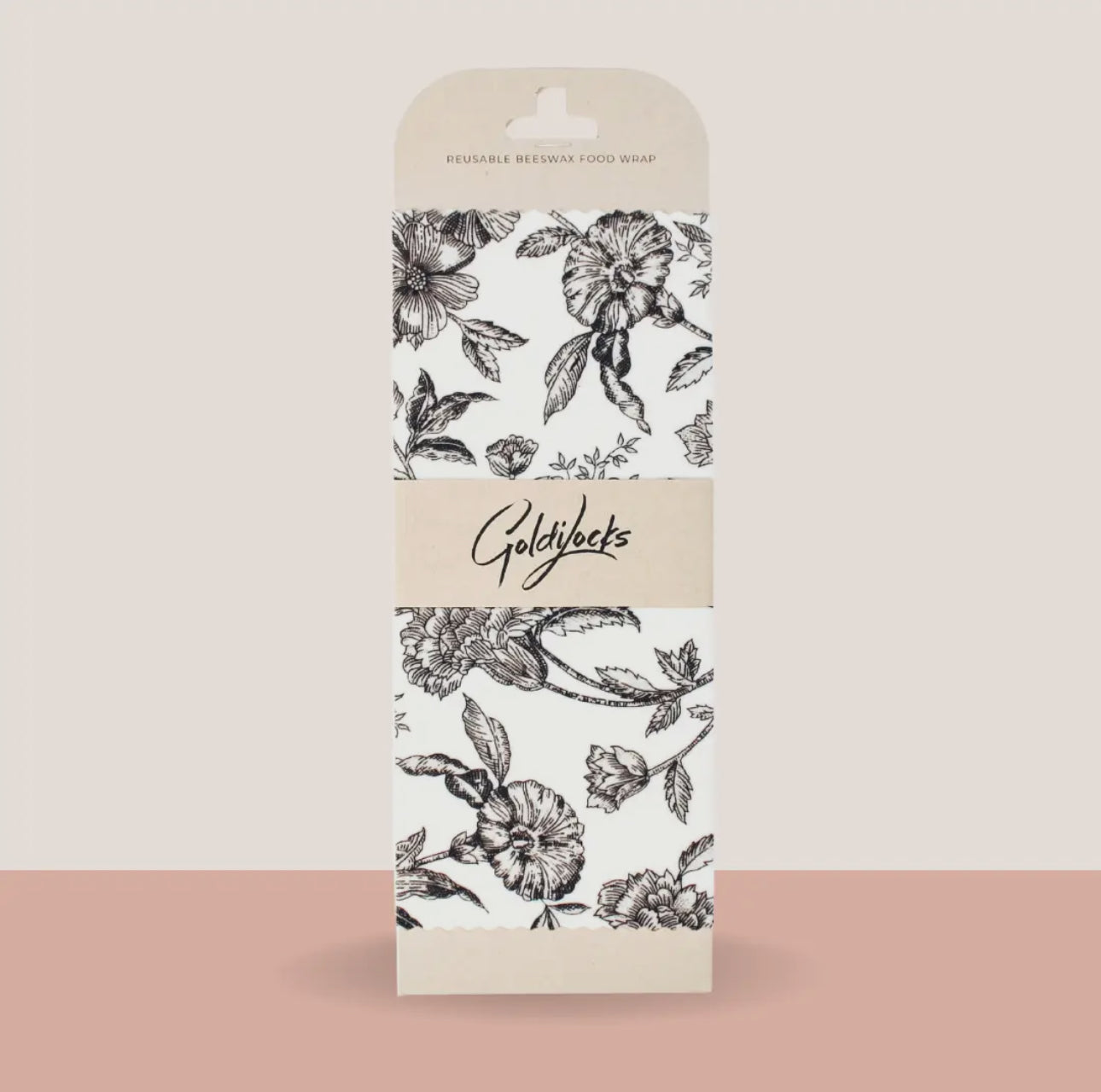 Medium Beeswax Food Wrap -- Black Floral