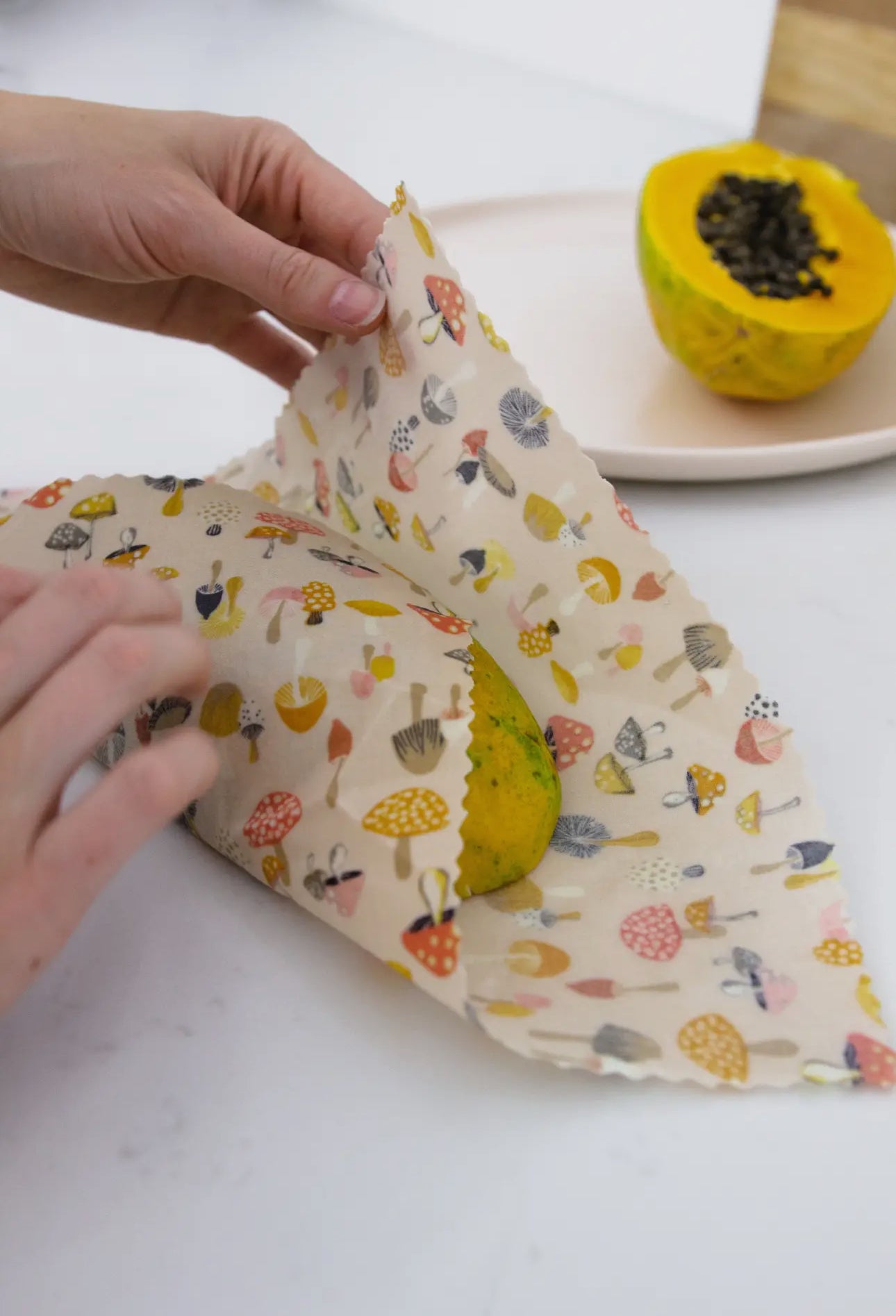 Medium Beeswax Food Wrap -- Pink Mushys
