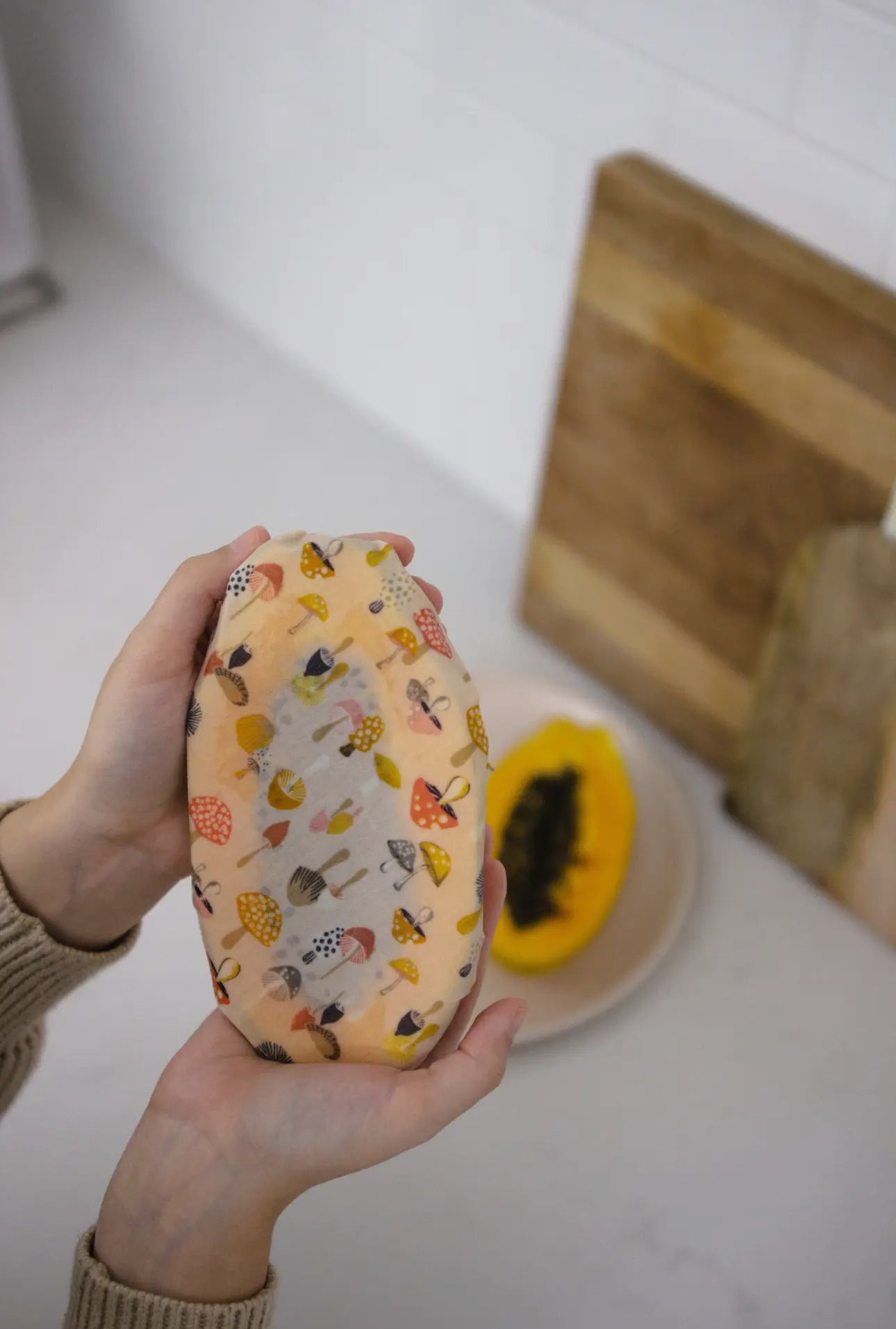 Medium Beeswax Food Wrap -- Pink Mushys