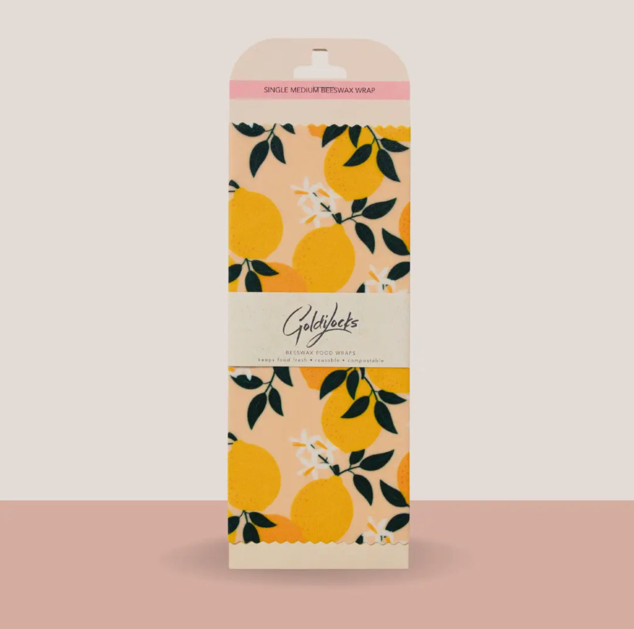 Medium Beeswax Food Wrap -- Amalfi Lemons
