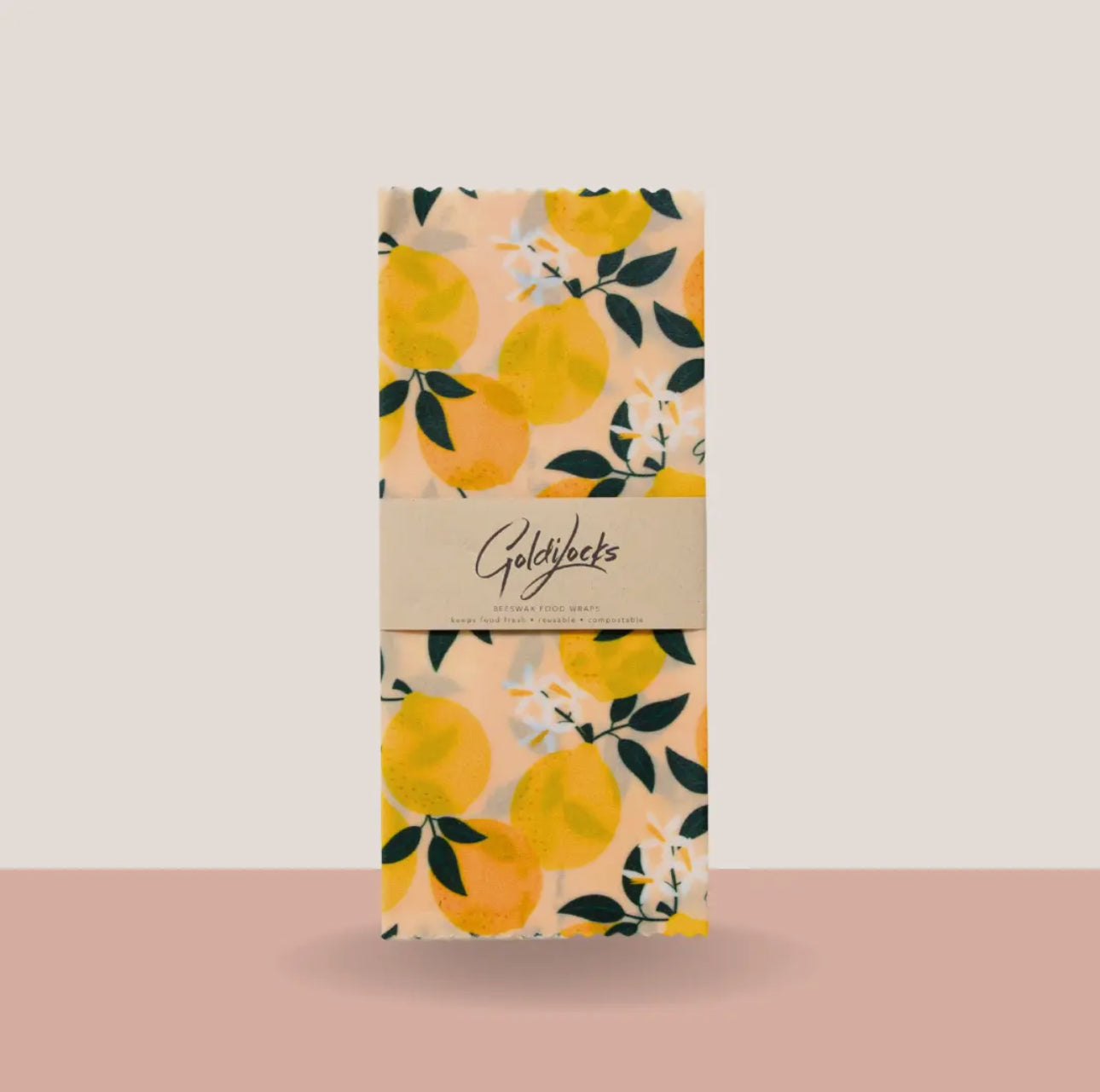 Medium Beeswax Food Wrap -- Amalfi Lemons