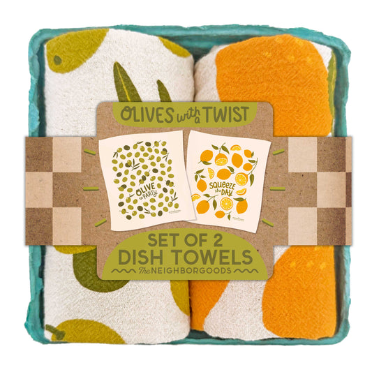 Olives With A Twist – Cotton Dish Towel Set (Set of 2)