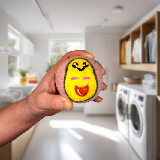 Organic Wool Dryer Balls--Avocados On Pink