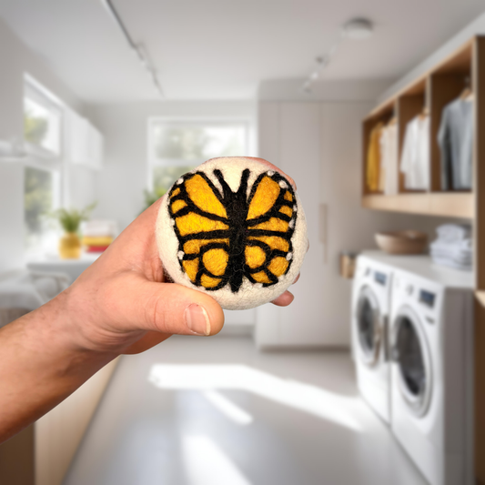 Organic Wool Dryer Balls--Monarch Butterfly