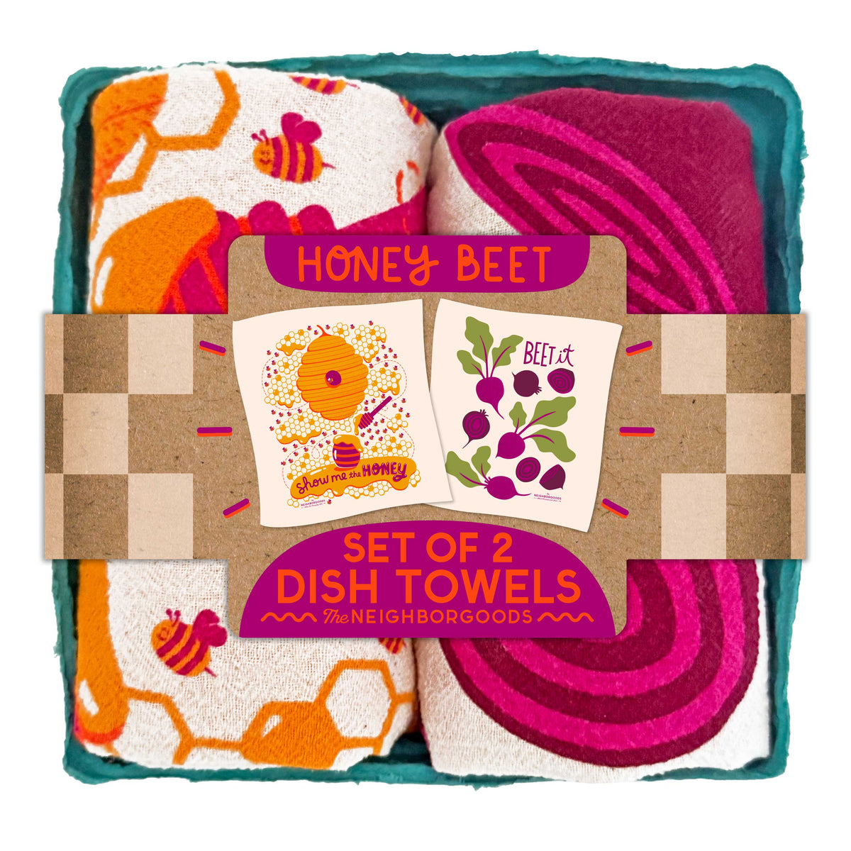 Honey Beet – Cotton Dish Towel Set (Set of 2)