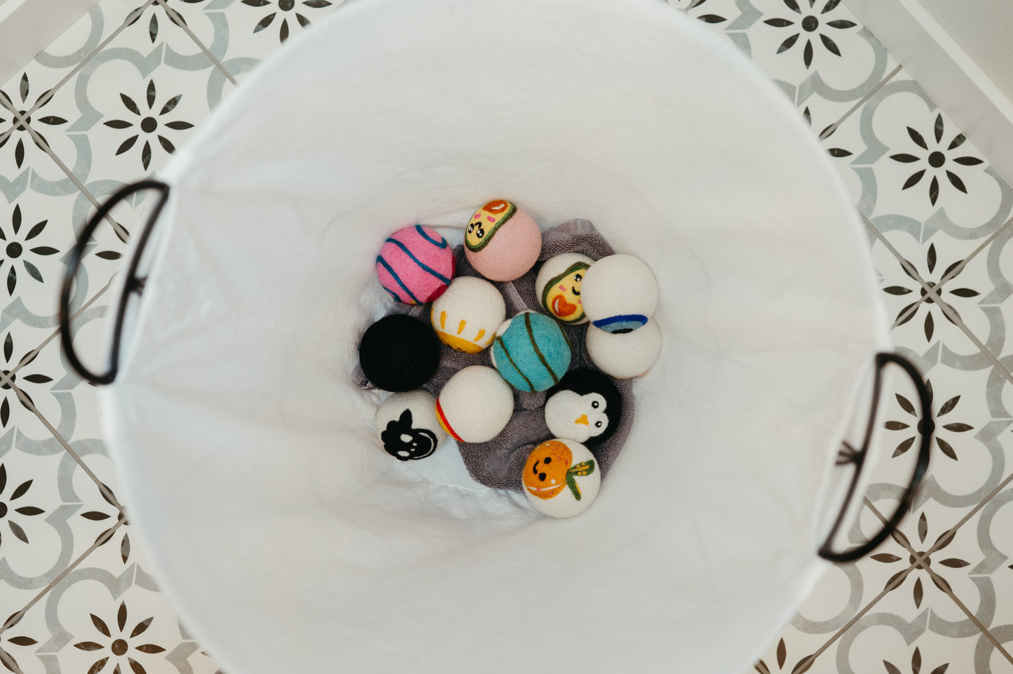 Organic Wool Dryer Balls--Betty Blue Wrapped Daisy