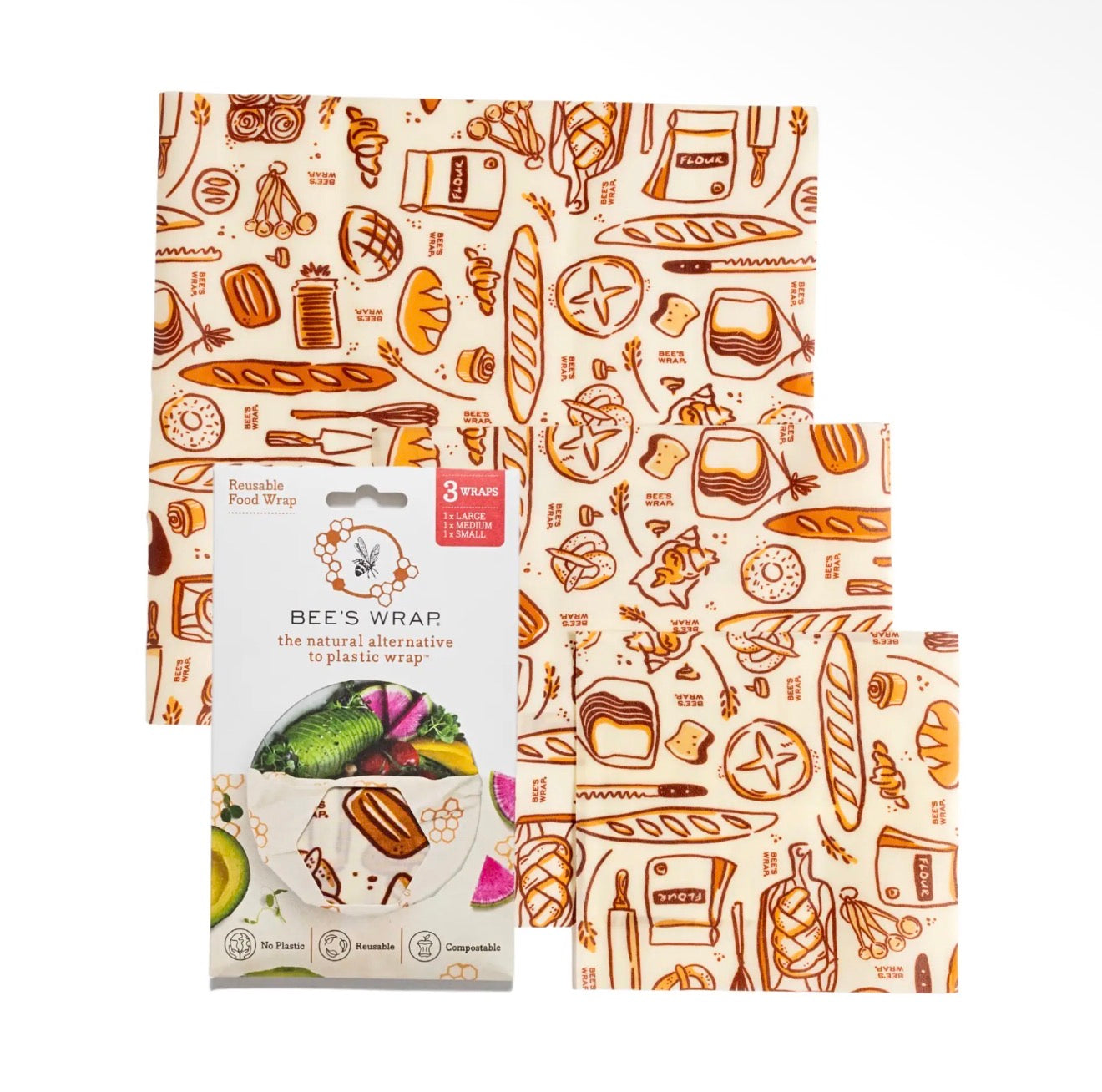 Reusable Beeswax Food Wraps 3 Pack - Bakery Lane