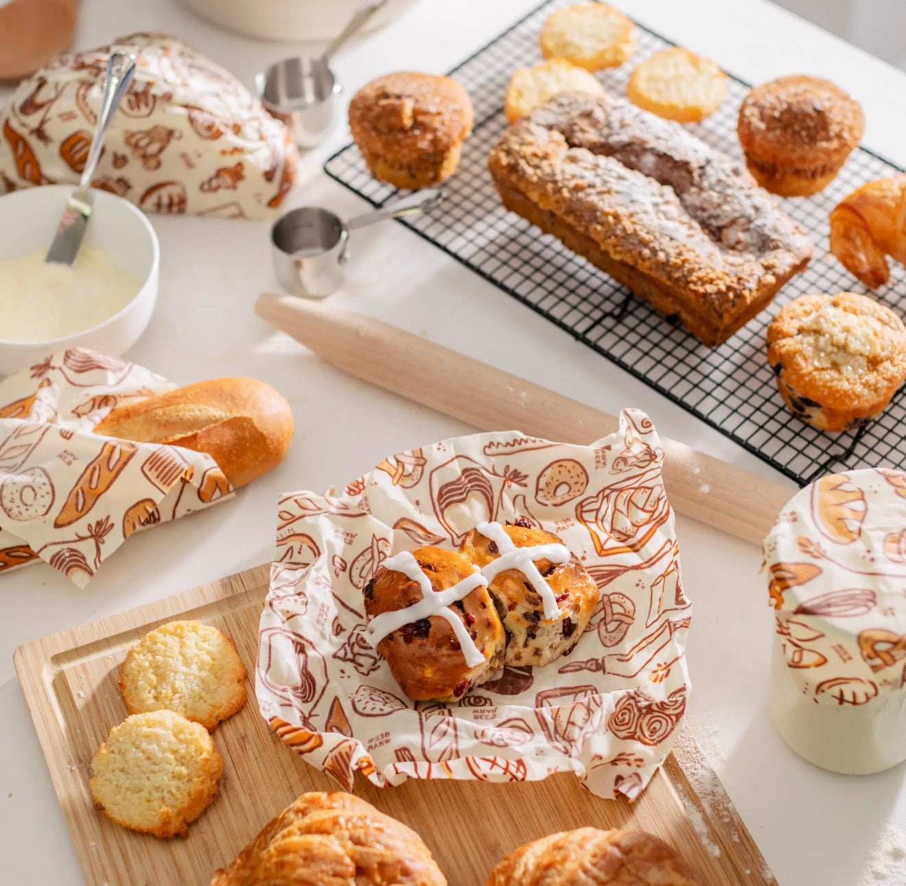 Reusable Beeswax Food Wraps 3 Pack - Bakery Lane