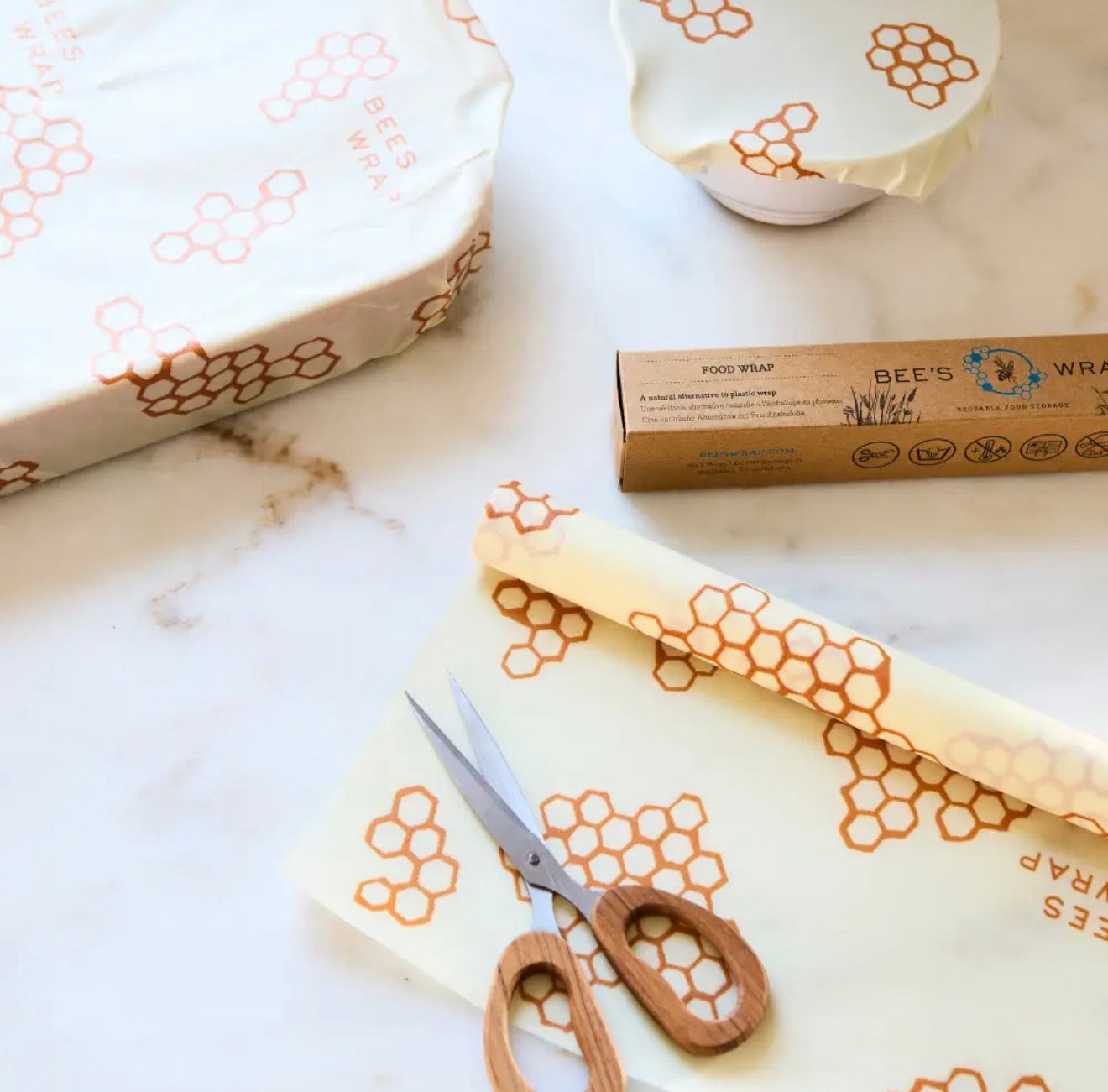 Reusable Beeswax Food Wrap Roll -- Honeycomb