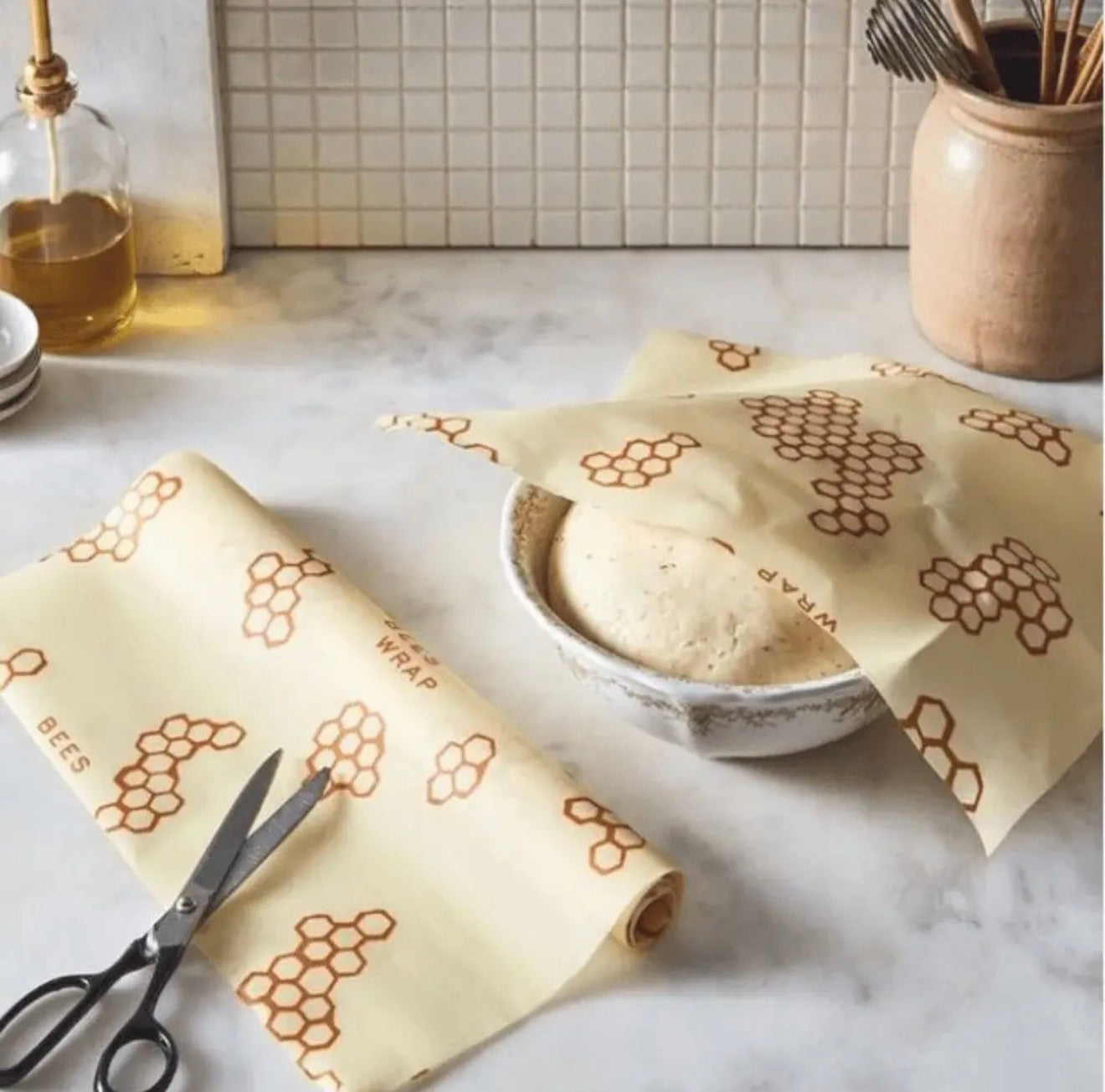 Reusable Beeswax Food Wrap Roll -- Honeycomb