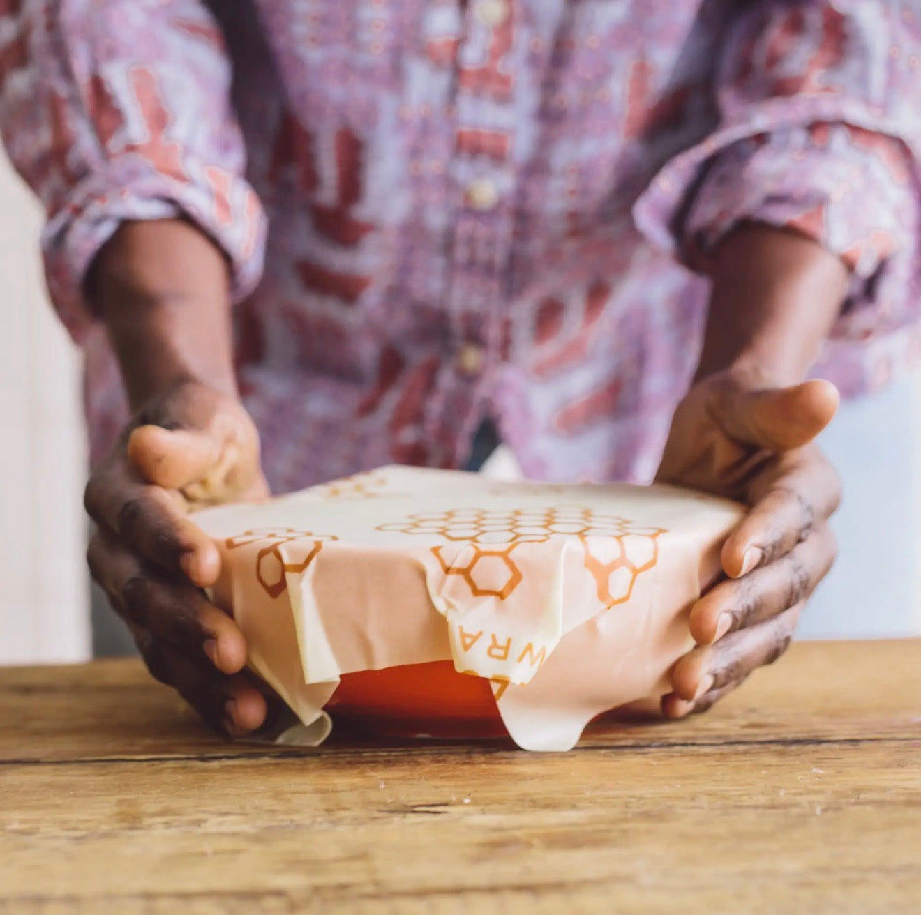 Reusable Beeswax Food Wrap Roll -- Honeycomb