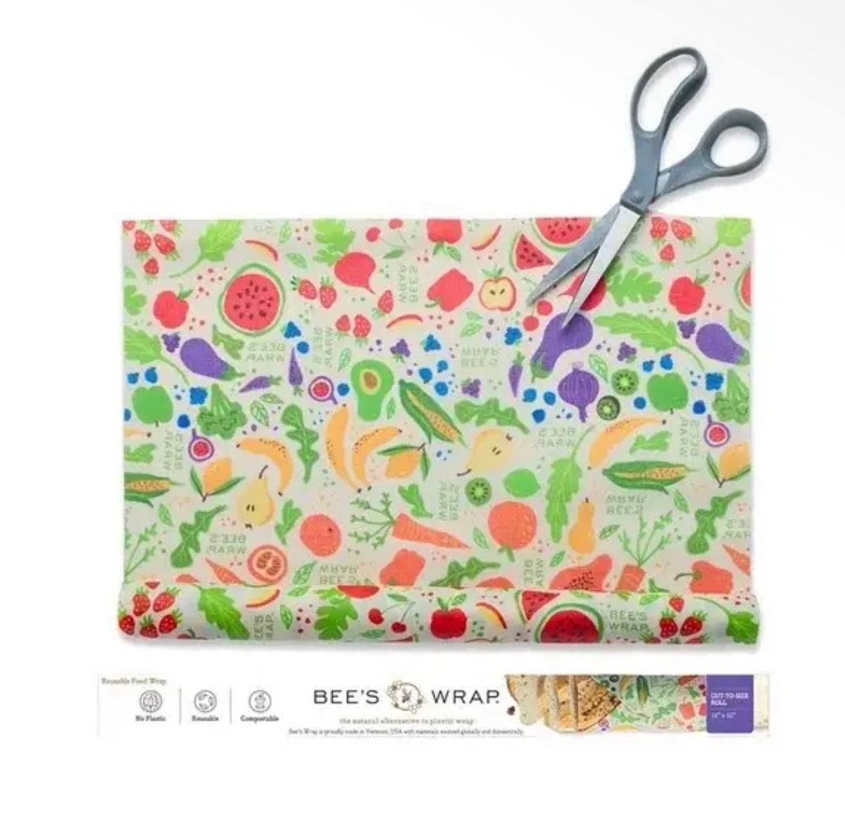 Reusable Beeswax Food Wrap Roll -- Garden Party