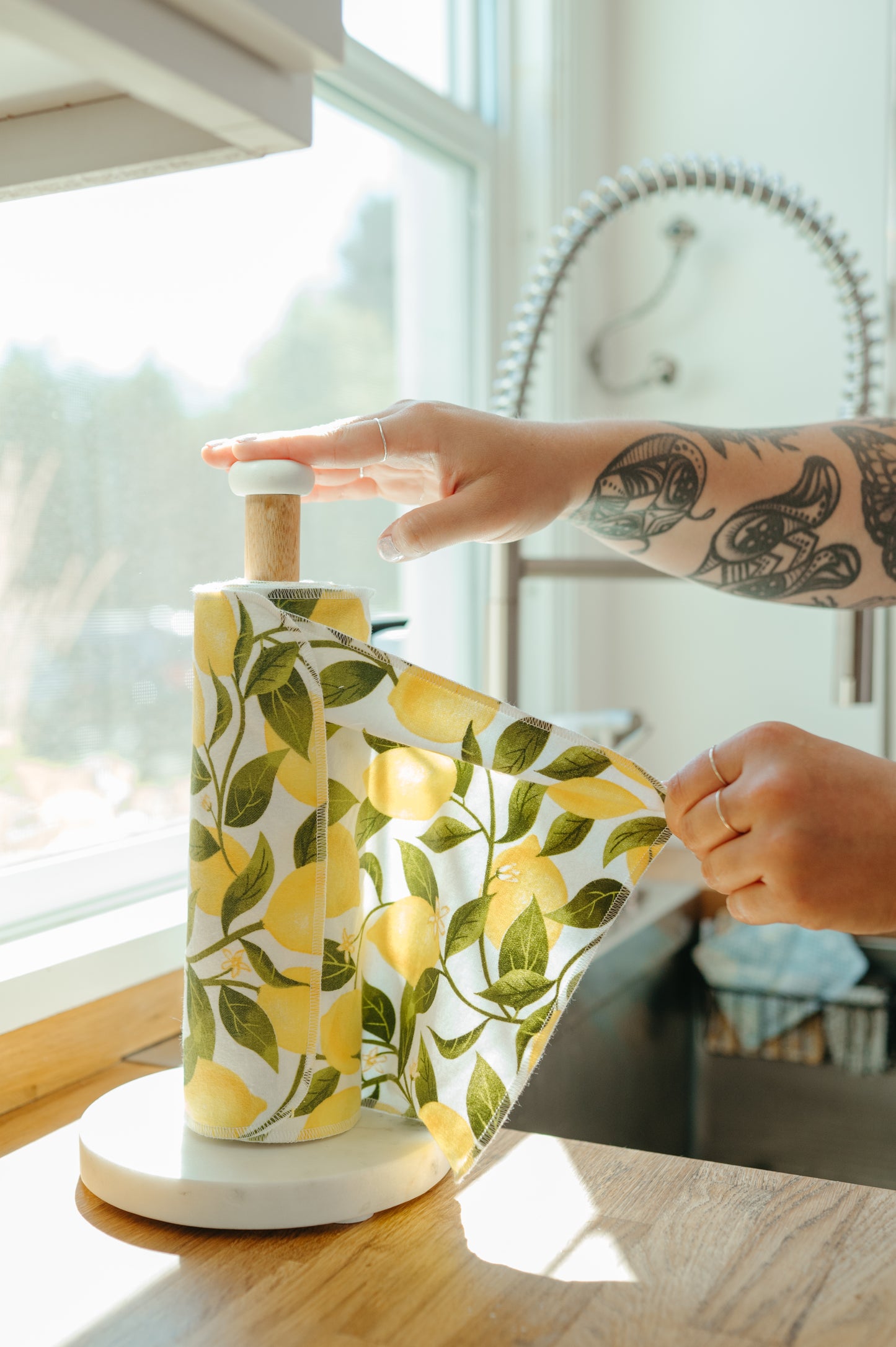 Reusable Paper Towels--Tiny Daisies On Gray