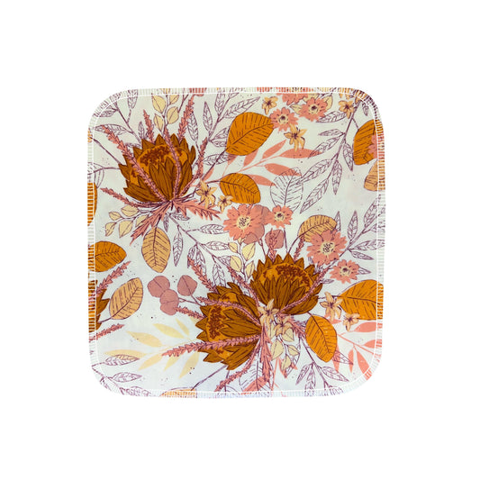 Reusable Paper Towels--24 count--Orange & Maroon Florals--Porter Lee's