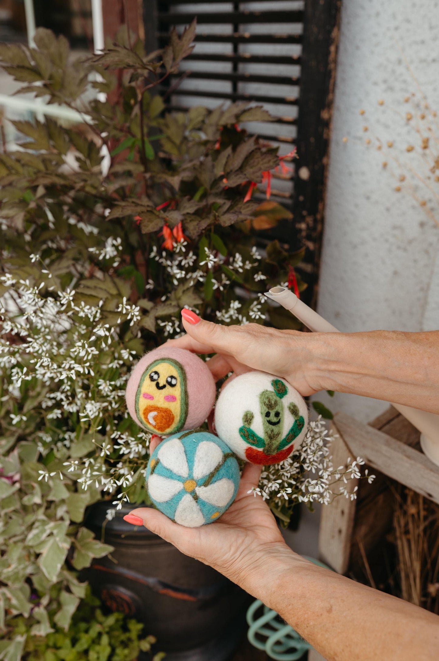 Organic Wool Dryer Balls--Betty Blue Wrapped Daisy