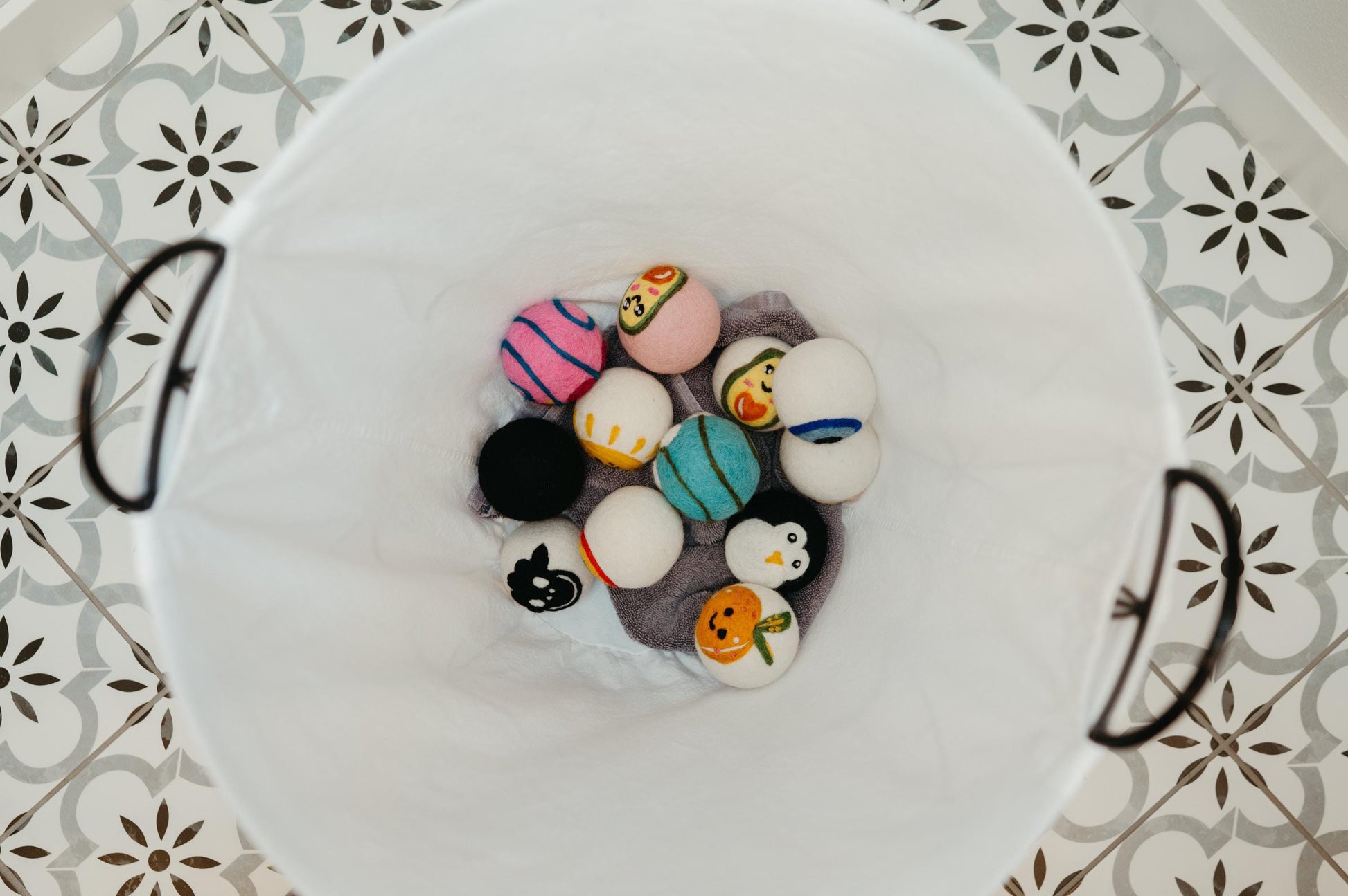 Organic Wool Dryer Balls--Betty Blue Wrapped Daisy
