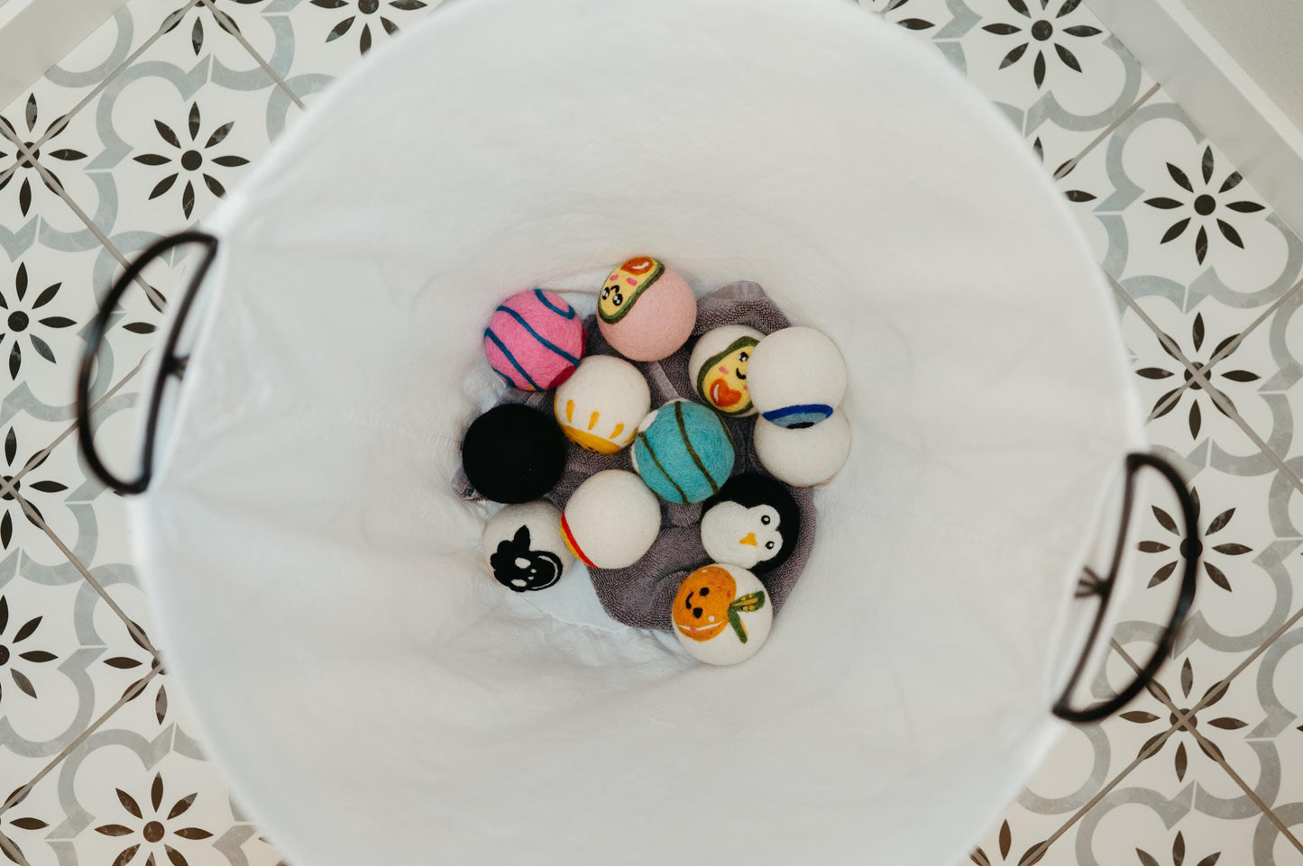Organic Wool Dryer Balls--Betty Blue Wrapped Daisy