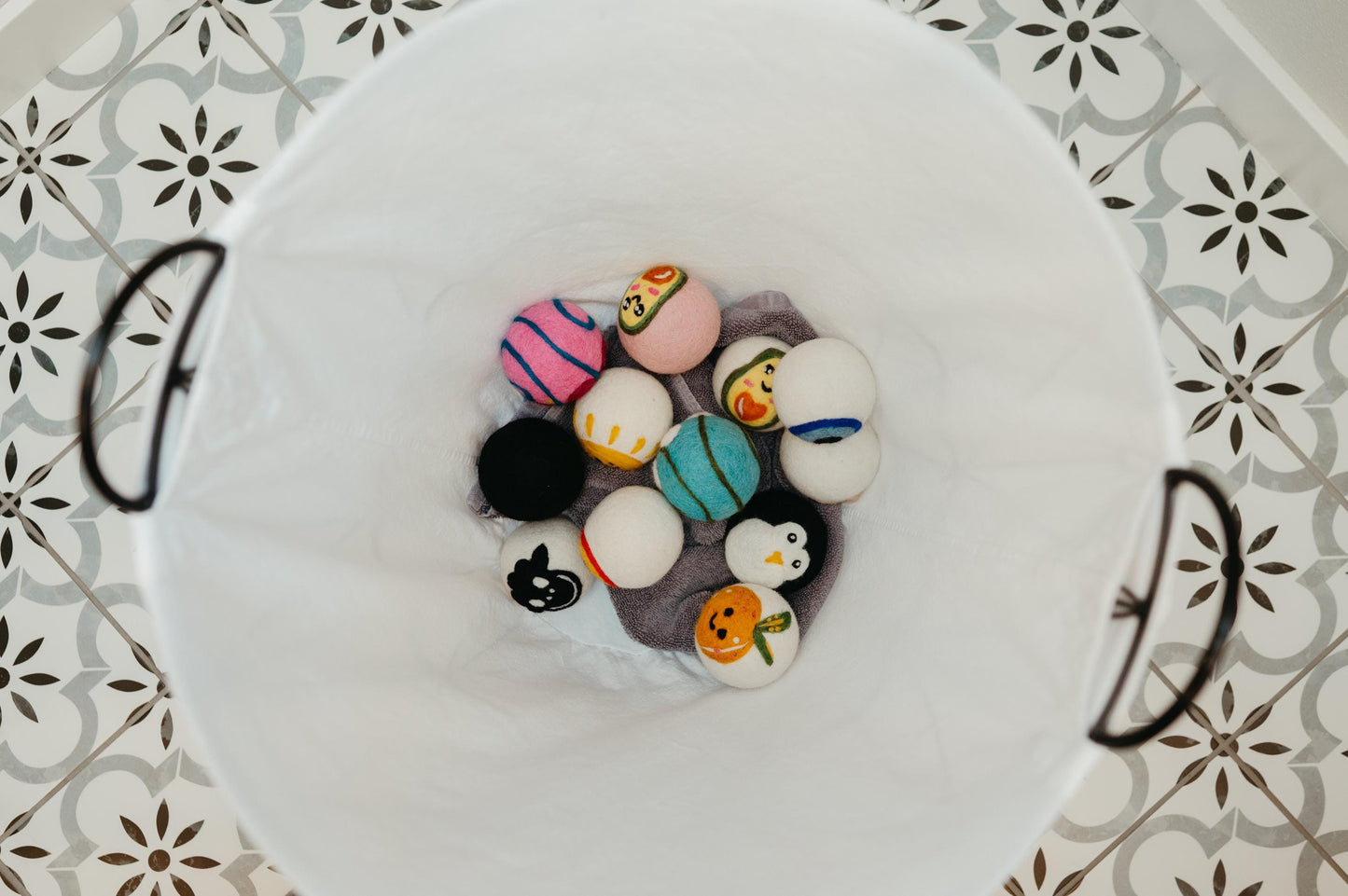 Organic Wool Dryer Balls--Betty Blue Wrapped Daisy