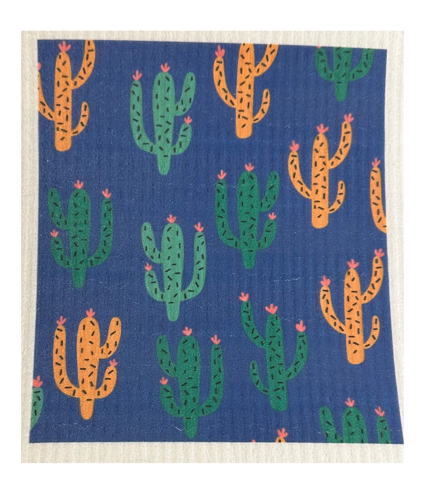 Cacti On Blue Swedish Dish Cloth