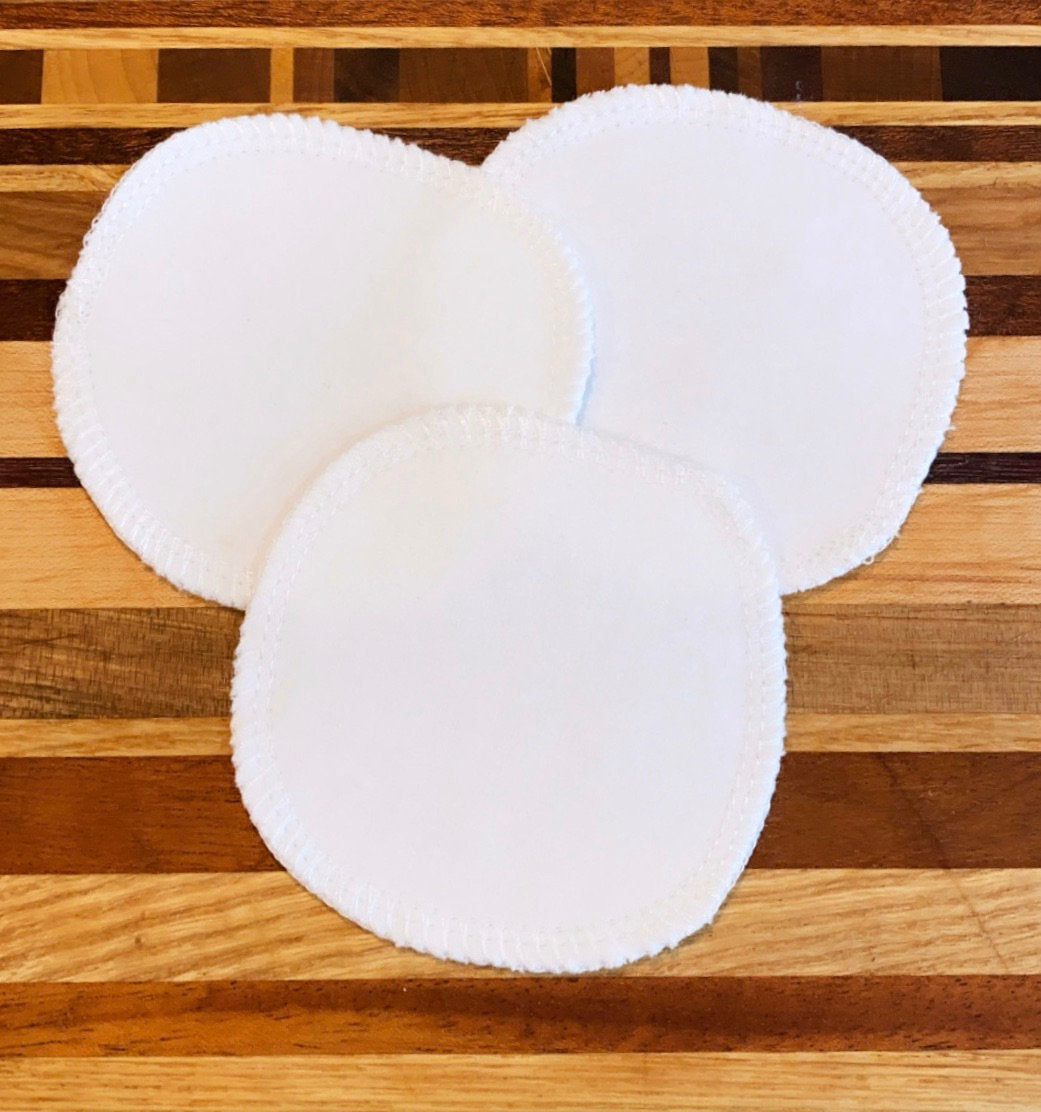 Reusable 3&quot; Face Rounds--Set of 10--Plain White--Cotton Flannel--Porter Lee&#39;s