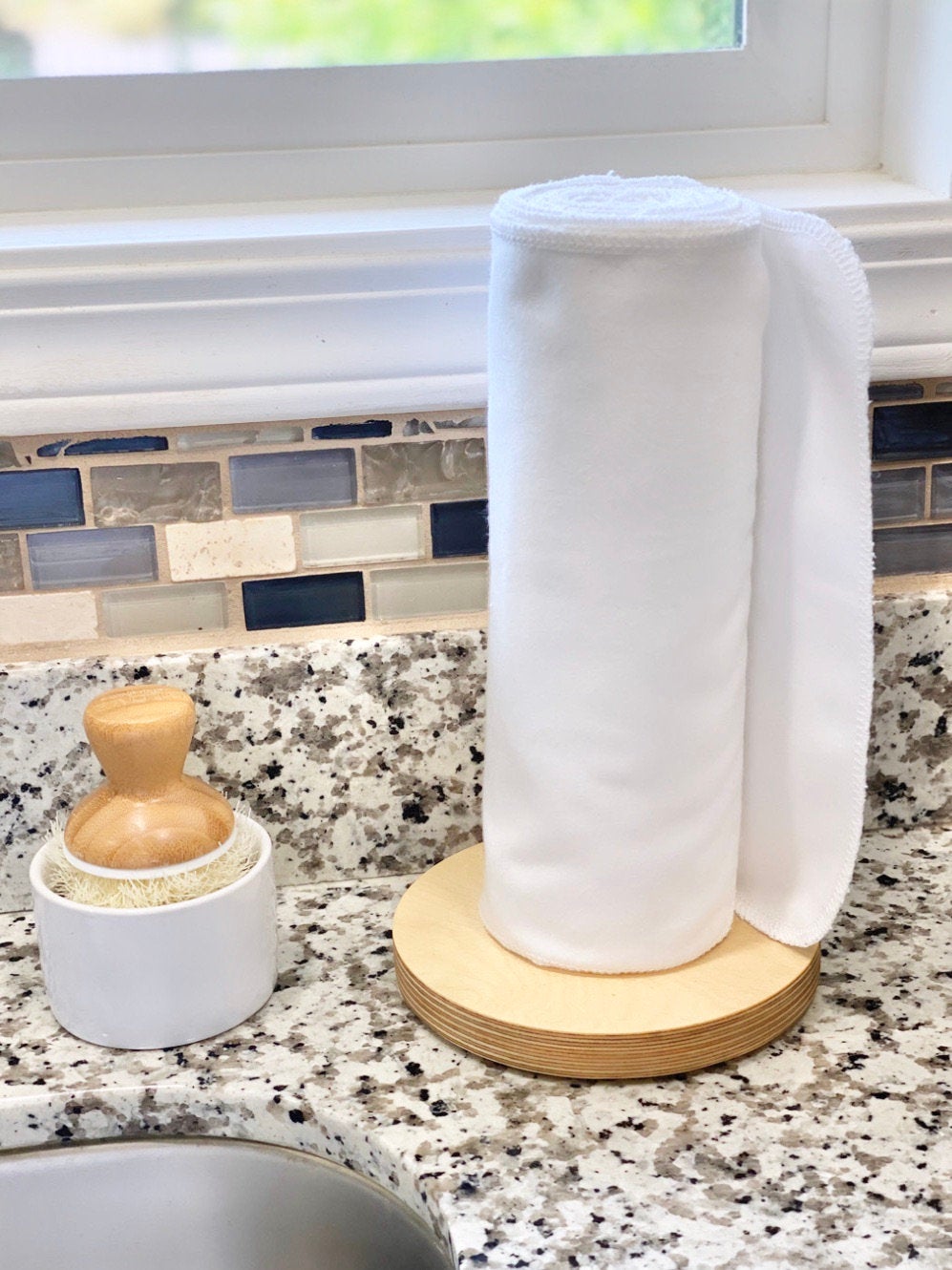 Paper Towel Holder with Reusable Paper Towel Alternative