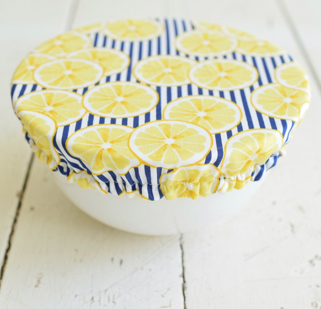 Reusable Bowl Covers--Dish Covers--Striped Lemons--Wild Clementine Co--Porter Lee's