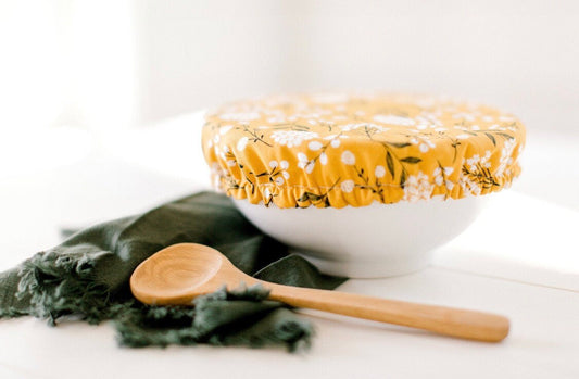 Reusable Bowl Covers--Dish Covers--Gold Floral--Wild Clementine Co--Porter Lee's