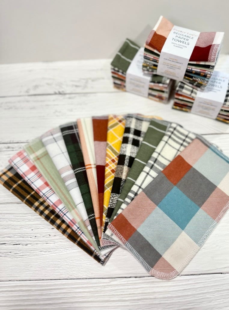 Reusable Paper Towels--24 count--Fall Plaid Variety Set--Porter Lee's