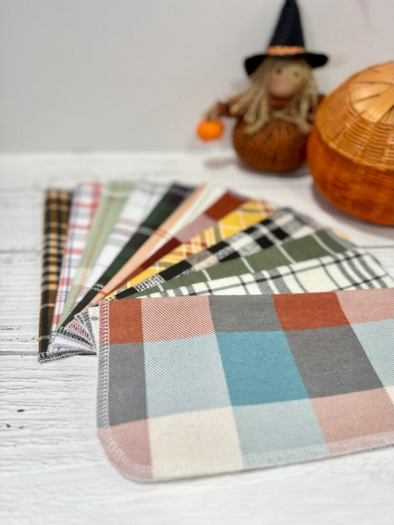 Reusable Paper Towels--24 count--Fall Plaid Variety Set--Porter Lee's