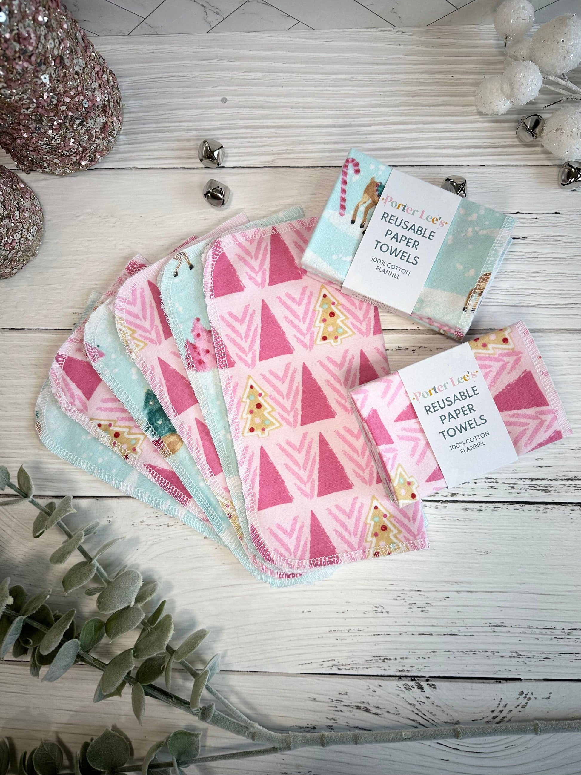 Reusable Paper Towels--6 count--Christmas Tree Variety Set--Porter Lee's