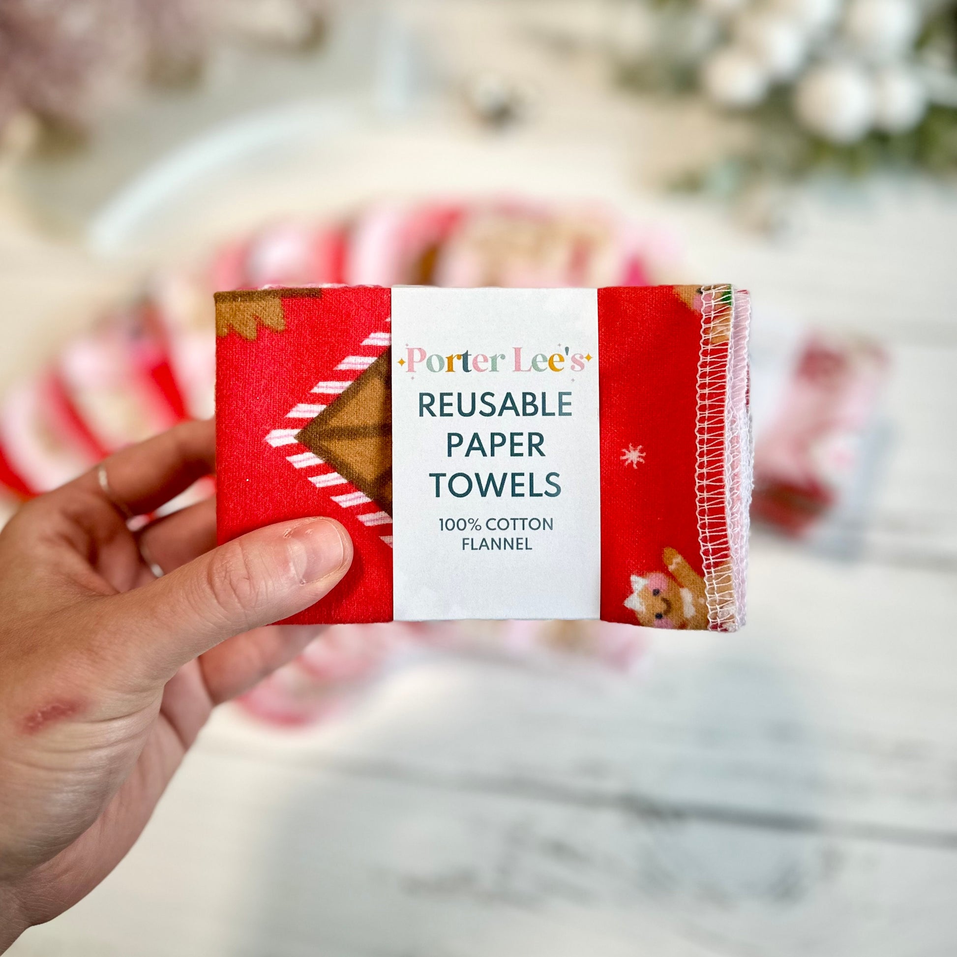 Reusable Paper Towels--12 count--Gingerbread Houses Variety Set--Porter Lee's