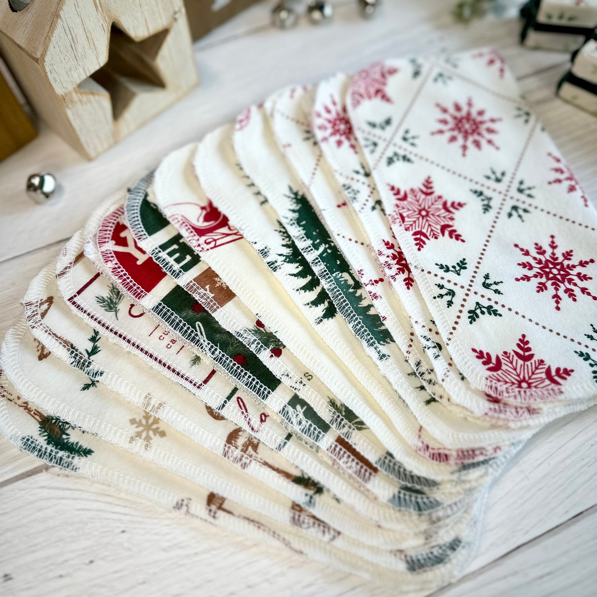 Reusable Paper Towels--12 count--Classic Christmas Variety Set--Porter Lee's