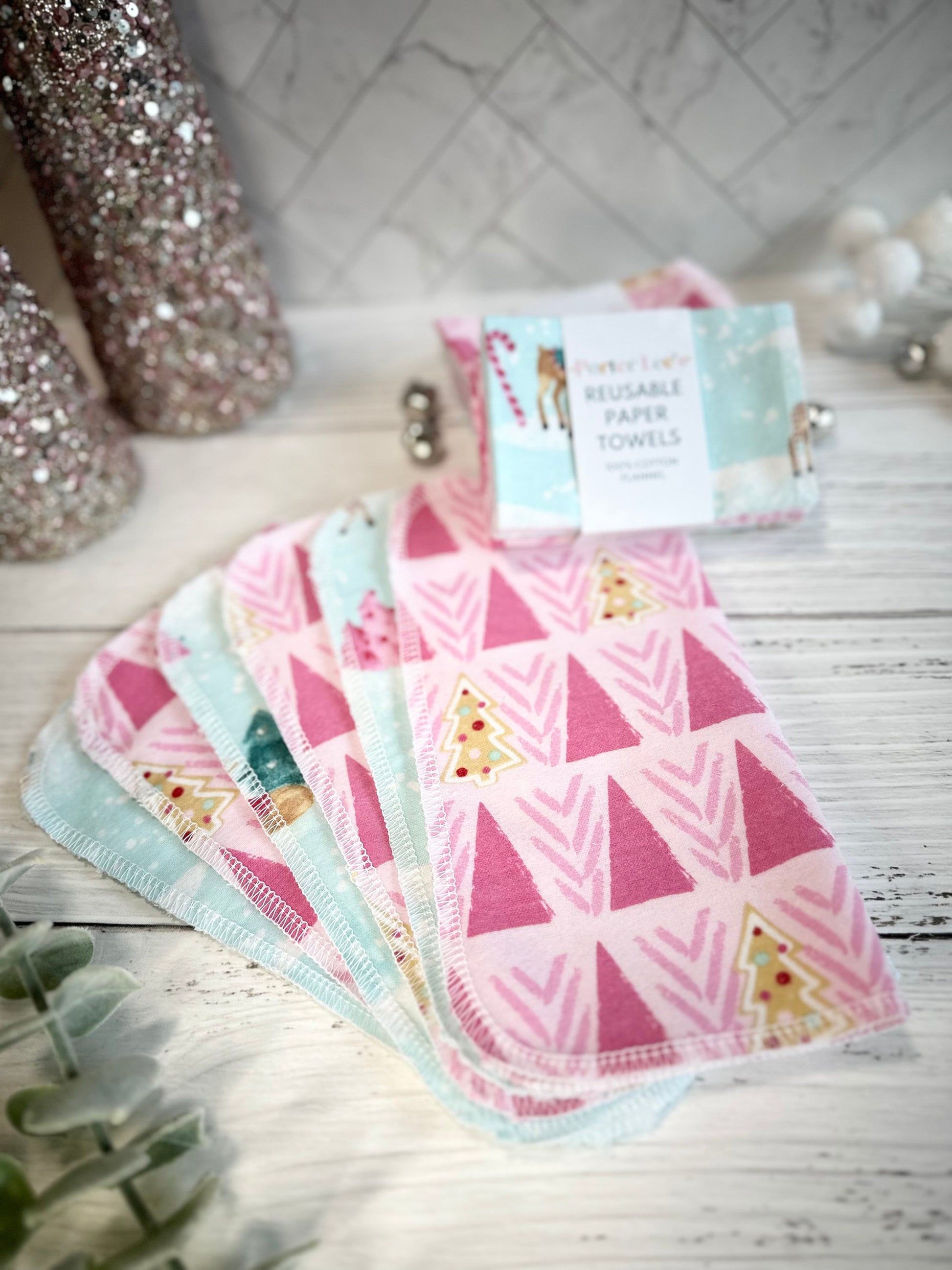 Reusable Paper Towels--6 count--Christmas Tree Variety Set--Porter Lee's
