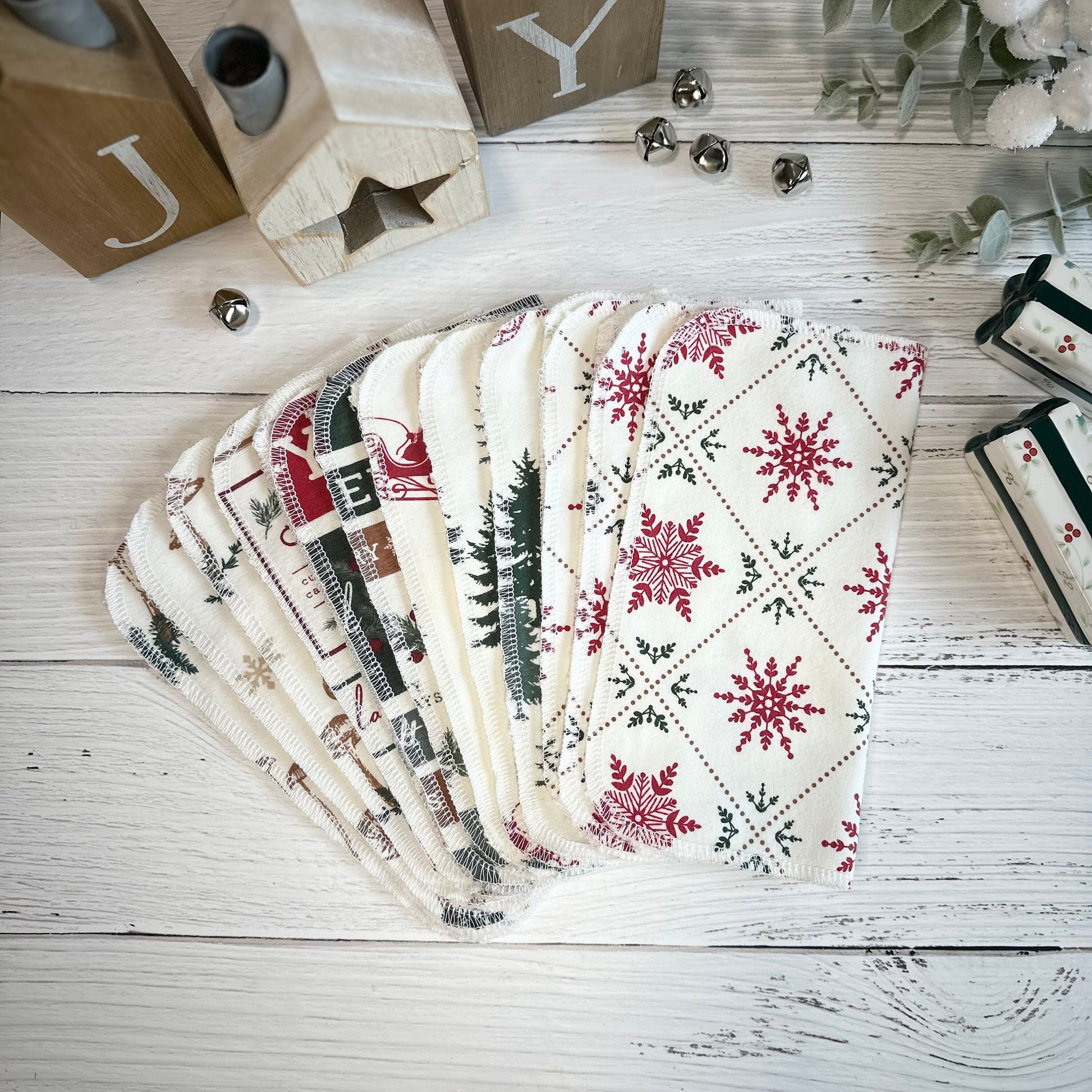 Reusable Paper Towels--12 count--Classic Christmas Variety Set--Porter Lee's